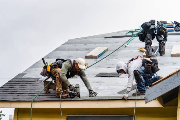 Professional Gutter Installation technician working in Eaton, IN
